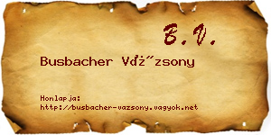 Busbacher Vázsony névjegykártya